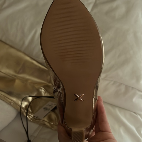 Brian Atwood x Express Metallic Over The Knee Heeled Boots Size 7.5 - Picture 6 of 6